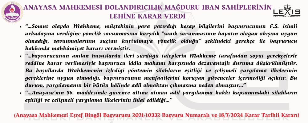 AYM Dolandırıcılık Mağduru IBAN Sahipleri Lehine Karar Verdi - 164