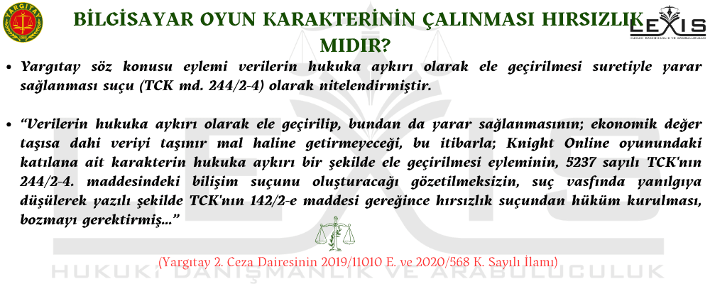 Bilgisayar Oyun Karakterinin Çalınması Hırsızlık Mıdır? - 137