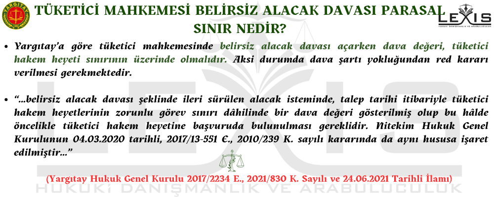 Tüketici Mahkemesi Belirsiz Alacak Davası Parasal Sınır - 147