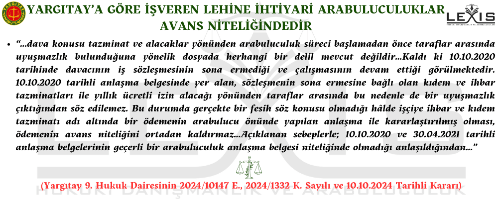 İşveren Lehine İhtiyari Arabuluculuklar Avans Niteliğindedir - isveren-lehine-ihtiyari-arabuluculuklar-avans-niteligindedir